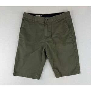 Volcom Corpo Class Men's Chino Shorts‎ Green Size 31 Flat Front Pockets Logo Y2K